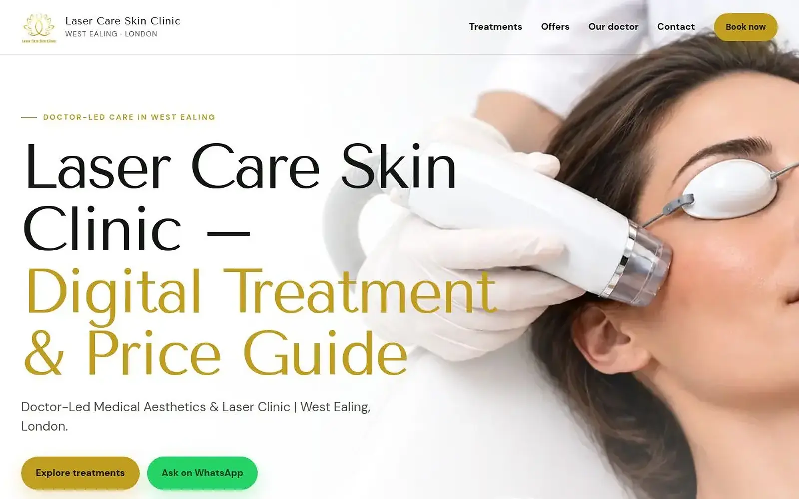 Laser Care Skin Clinic treatment guide desktop homepage