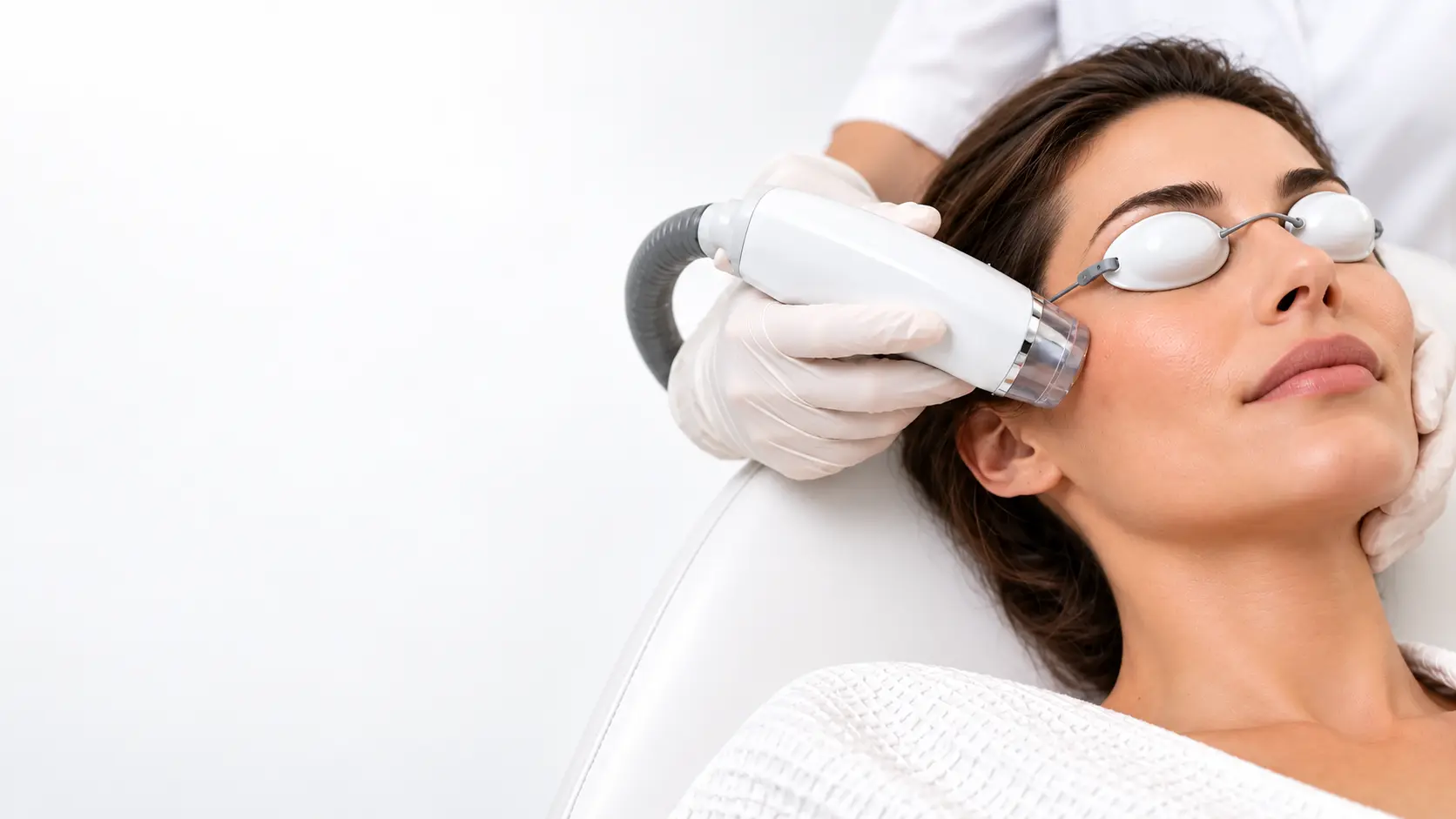 Client receiving an advanced facial laser treatment at Laser Care Skin Clinic
